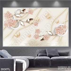 Tranh in uv hoa đẹp hồng phớt