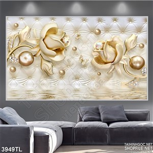 Tranh in tường hoa hồng vàng