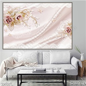 Tranh lụa hồng ren đẹp