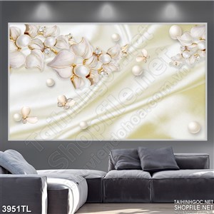 Tranh lụa hoa trắng decor
