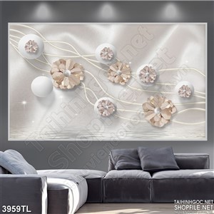 Tranh lụa decor hoa vàng trang trí