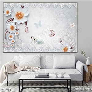 Tranh in uv hoa cúc trắng và bướm