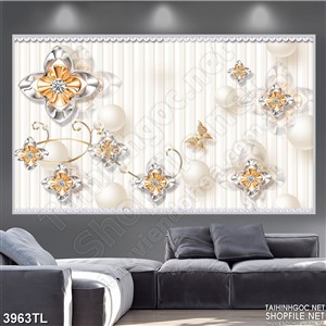 Tranh hoa ngọc trai đẹp in wall