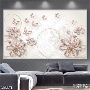 Tranh in uv cánh bướm và hoa