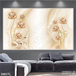 Tranh lụa hoa hồng vàng in canvas