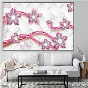 Tranh hoa cúc điểm ngọc hồng