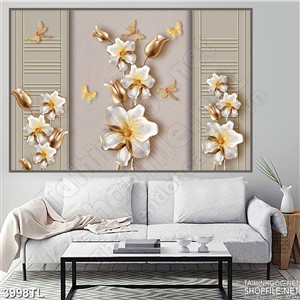 Tranh in gạch hoa vàng ngọc  5D
