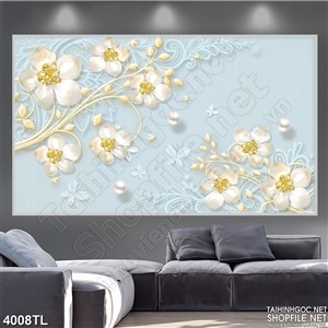 Tranh hoa mai vàng in uv