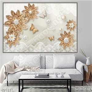 Tranh lụa ren hoa cúc vàng trang sức
