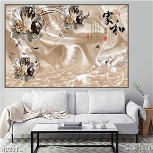Tranh lụa hoa trang sức thiên nga