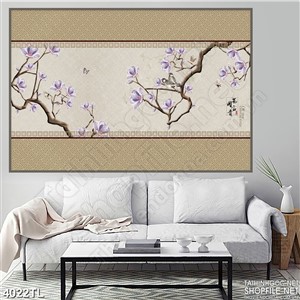 Tranh hoa đào tím 3D