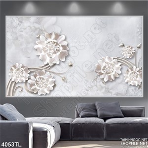 Tranh hoa cúc trắng trang trí psd