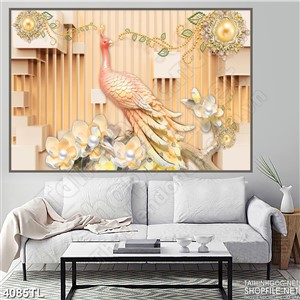 Tranh chim công và hoa mộc lan