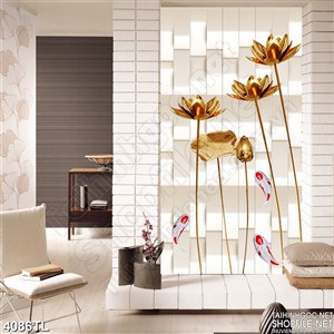 Tranh khổ dọc hoa sen vàng 3D