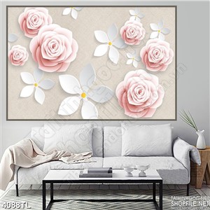 Tranh hoa hồng cam in lụa