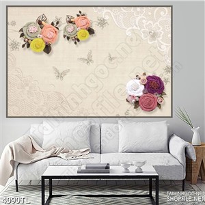 Tranh đẹp hoa hồng ren lụa