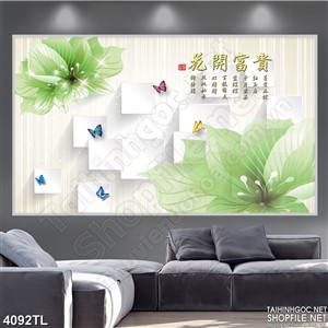 Tranh lụa hoa lan xanh lá