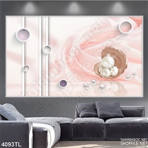 Tranh hoa hồng ngọc trai 3D