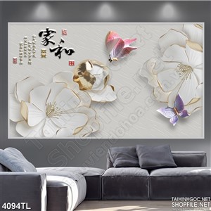 Tranh hoa mộc lan và bướm