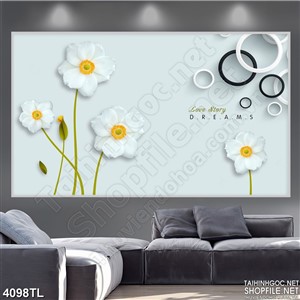 Tranh hoa cúc trắng psd