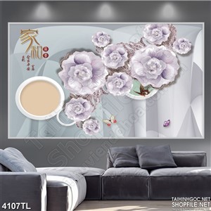 Tranh hoa hồng tím psd