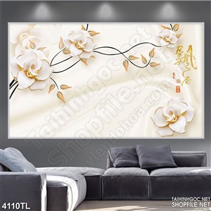 Tranh hoa lan ngọc in lụa