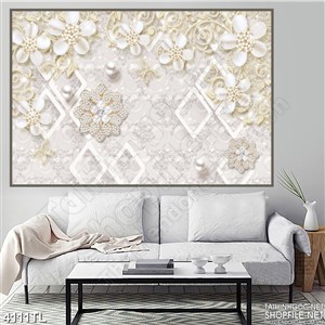 Tranh lụa trang trí hoa lan trắng