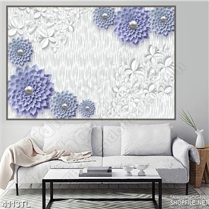 Tranh lụa hoa cúc tím