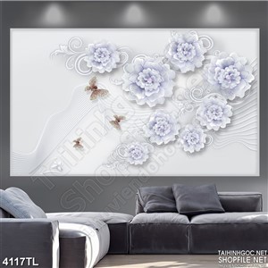 Tranh in hoa hồng xanh ngọc