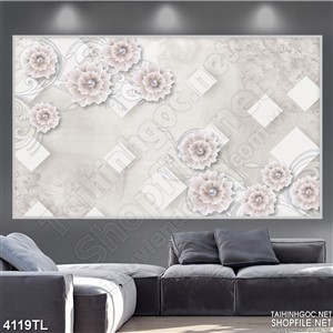 Tranh lụa hoa ngọc trai trang trí