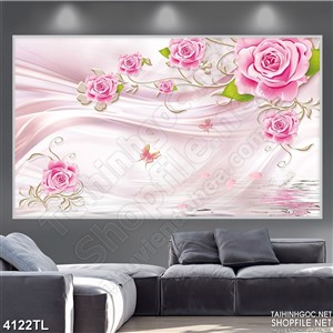 Tranh lụa hoa hồng 3D in uv