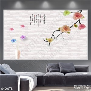 Tranh hoa hồng in tường