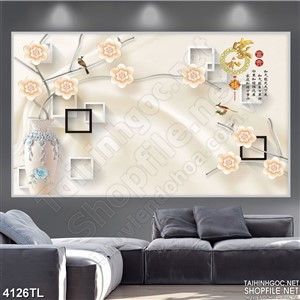 Tranh 3D hoa hồng lụa vàng