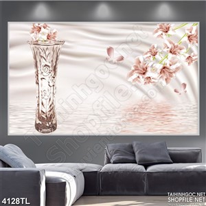 Tranh in wall bình hoa trang trí