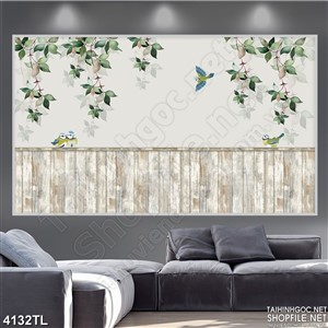 Tranh lụa chuỗi dây leo xanh