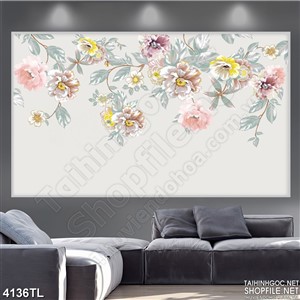 Tranh lụa chuỗi hoa đẹp