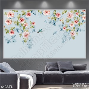 Tranh màu nước chuỗi hoa hồng nhí