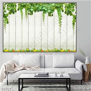 Tranh in tường chuỗi lá xanh