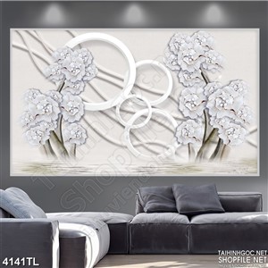 Tranh hoa trắng lụa đẹp