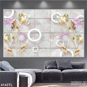 Tranh hoa hồng 3D in tường