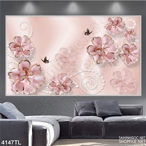 Tranh lụa hoa trang trí 3D