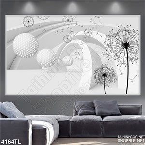 Tranh 3D model quả cầu trắng