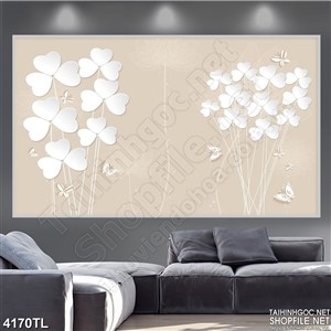 Tranh lụa cỏ ba lá trắng