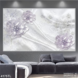 Tranh lụa hoa 3D tím