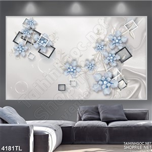 Tranh hoa nhí xanh dương psd