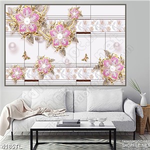 Tranh hoa cúc trang sức khảm ngọc