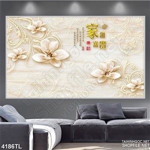 Tranh lụa hoa mộc lan psd