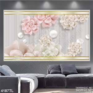 Tranh 3D hoa hồng trang trí tường