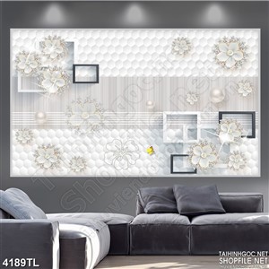 Tranh in wall hoa ngọc trắng