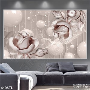 Tranh hoa ngọc trai và hoa hồng